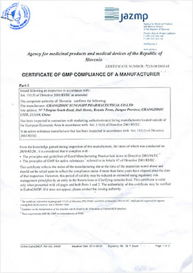 EU GMP certificate